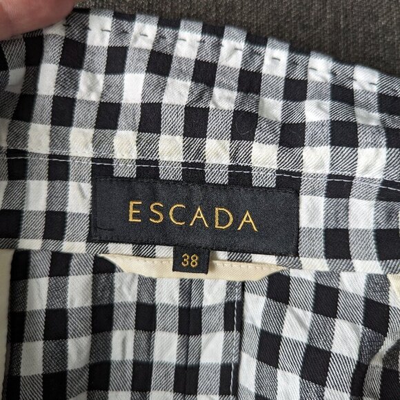 Escada Checked Black and White Seersucker 100% Cotton Blazer - Picture 5 of 16